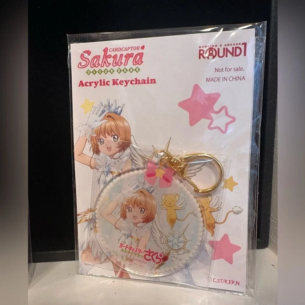 New Sakura Kinomoto Keychain Bag Charm Cardcaptor Sanrio Anime Round One